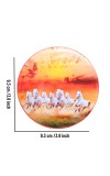 Stainless Steel Round Seven Horses Fridge Magnet | Decorative Refrigerator Magnet for Home & Office | Premium Finish | Pack of 2