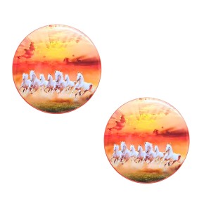 Stainless Steel Round Seven Horses Fridge Magnet | Decorative Refrigerator Magnet for Home & Office | Premium Finish | Pack of 2 Stainless Steel Round Seven Horses Fridge Magnet | Decorative Refrigerator Magnet for Home & Office | Premium Finish | Pack of 2