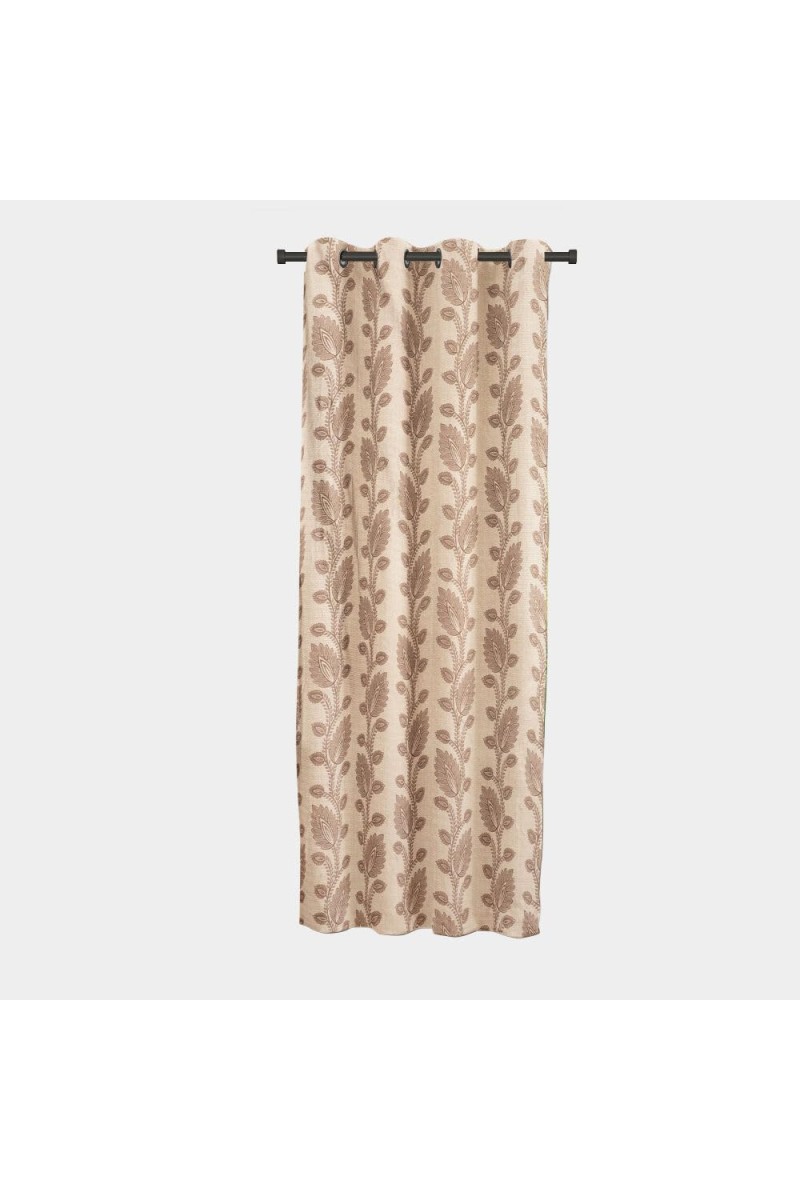 Home Beautiful 5ft. Soft Beige Printed Eyelet Curtains - (M2758)