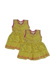 Cotton Sleeveless Baby Girl Frock for 0-9 Months – Soft & Comfortable Dress for Newborns & Infants (2, Light Yellow)