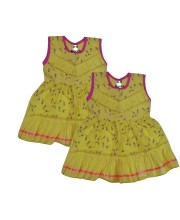 Cotton Sleeveless Baby Girl Frock for 0-9 Months – Soft & Comfortable Dress for Newborns & Infants (2, Light Yellow)