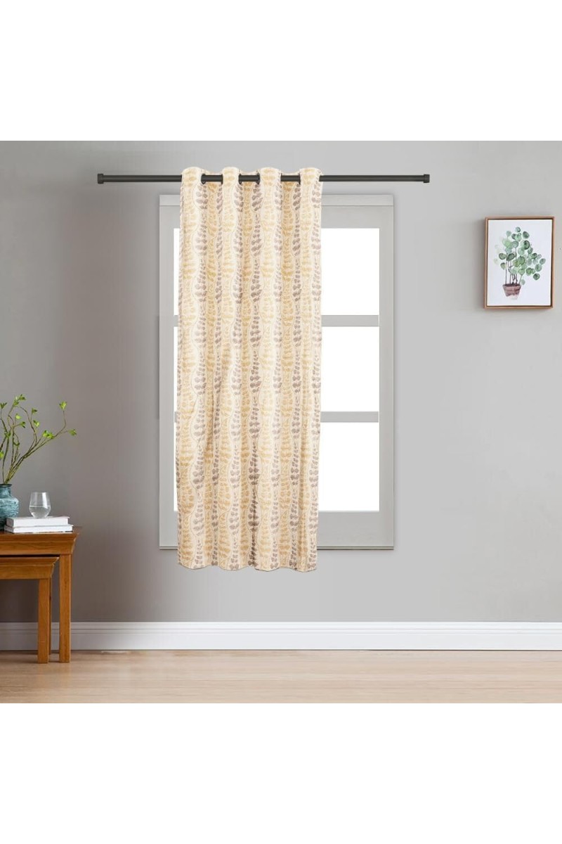 Home Beautiful 5ft. Beige Printed Eyelet Window Curtains - (M2954)