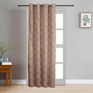 Home Beautiful 7ft. Brown Printed Eyelet Curtains - (M2760)