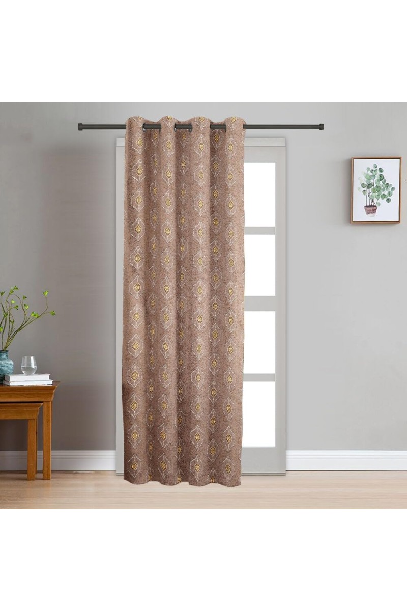 Home Beautiful 7ft. Brown Printed Eyelet Curtains - (M2760)