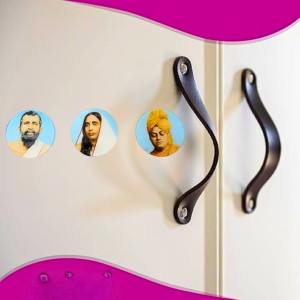 Sri Ramakrishna, Sarada Maa & Swami Vivekananda Photo Fridge Magnet | Round Spiritual Magnet for Home & Office