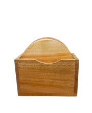 Wooden Tea Coaster Set with Holder | Premium Solid Wood Round Coasters for Hot & Cold Drinks, Tea, Coffee & Table Protection | Set of 5 (Round)