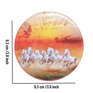 Stainless Steel Round Seven Horses Fridge Magnet | Decorative Refrigerator Magnet for Home & Office | Pack of 1