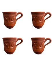 Handcrafted Terracotta Clay Mug with Handle – Eco-Friendly Traditional Kulhad Style Cup for Tea & Coffee (300 ml Approx) (4)