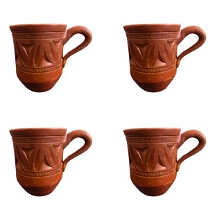 Handcrafted Terracotta Clay Mug with Handle – Eco-Friendly Traditional Kulhad Style Cup for Tea & Coffee (300 ml Approx) (4)
