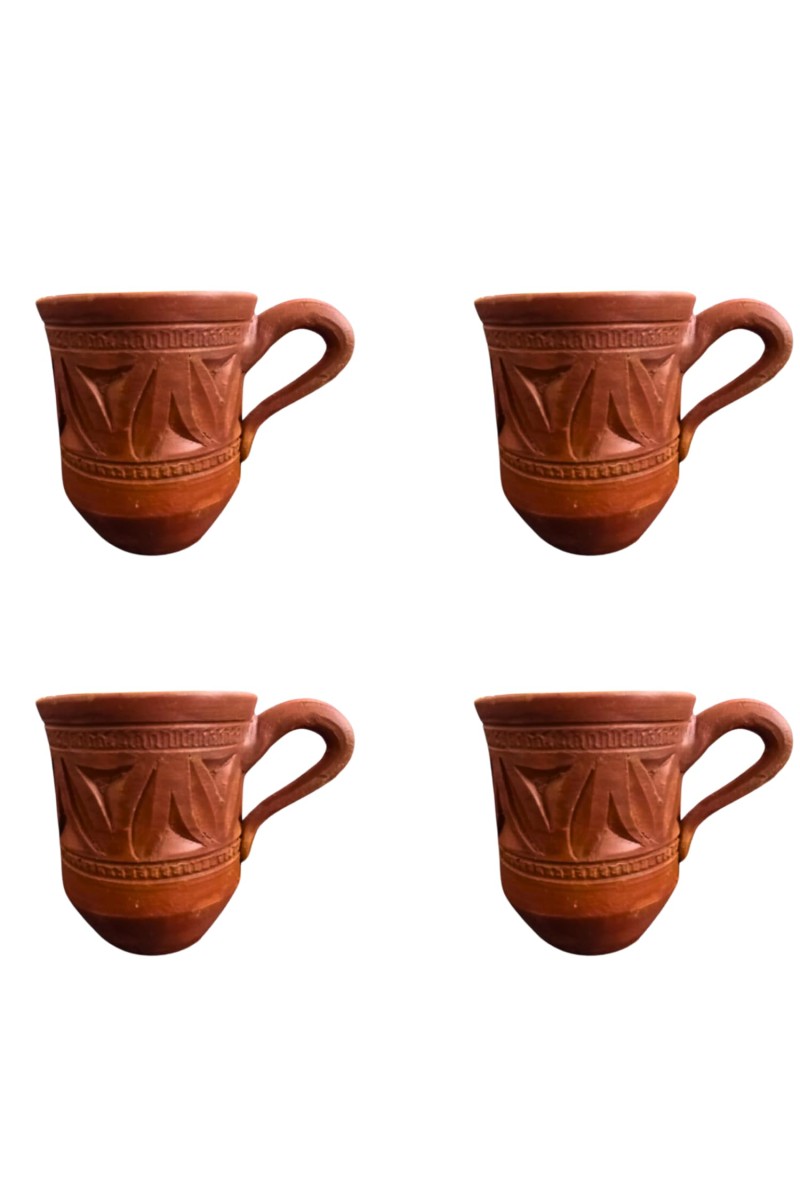 Handcrafted Terracotta Clay Mug with Handle – Eco-Friendly Traditional Kulhad Style Cup for Tea & Coffee (300 ml Approx) (4)