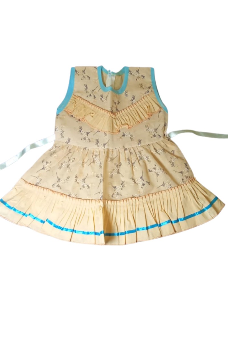 Cotton Baby Girl Frock for 0-9 Months ? Soft & Stylish Infant Dress | Sleeveless Newborn Frock with Lace Detailing | Comfortable for Babies (Peach)