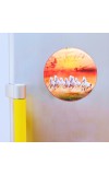 Stainless Steel Round Seven Horses Fridge Magnet | Decorative Refrigerator Magnet for Home & Office | Premium Finish | Pack of 2