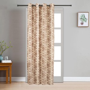 Home Beautiful 7ft. Soft Beige Printed Eyelet Curtains - (M2755)