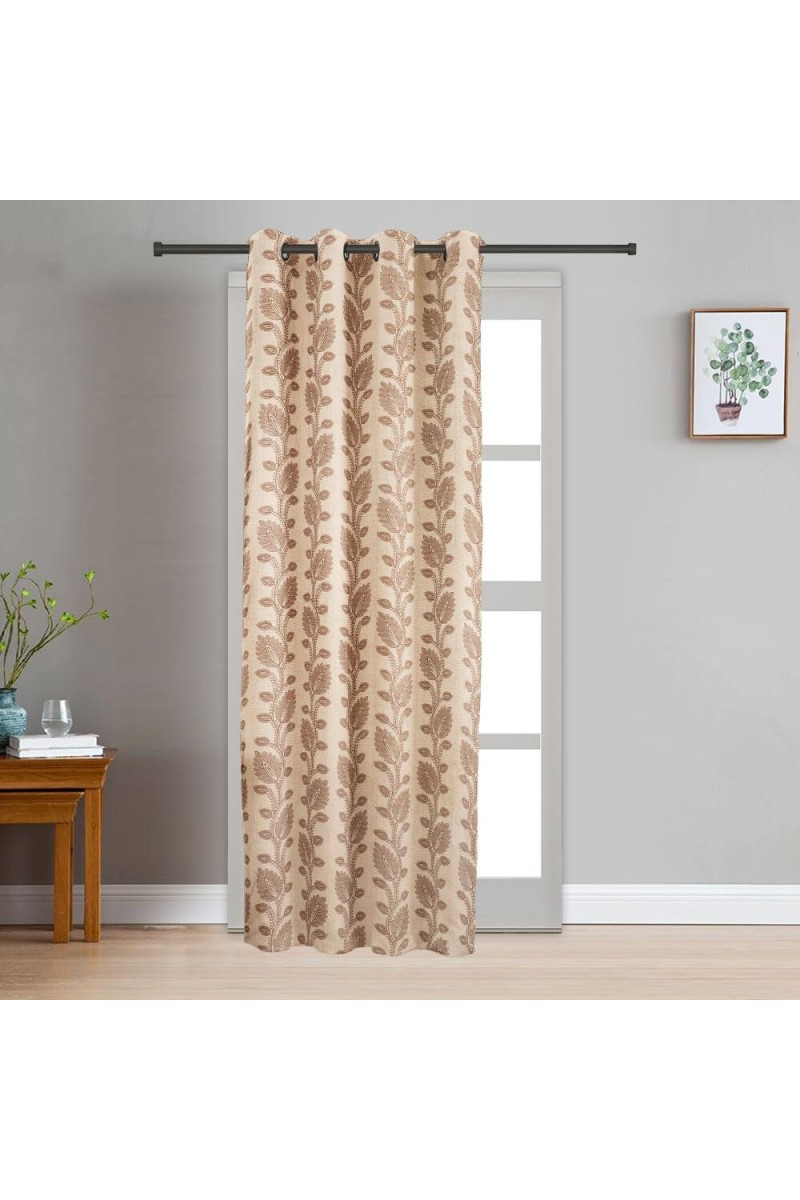 Home Beautiful 7ft. Soft Beige Printed Eyelet Curtains - (M2755)