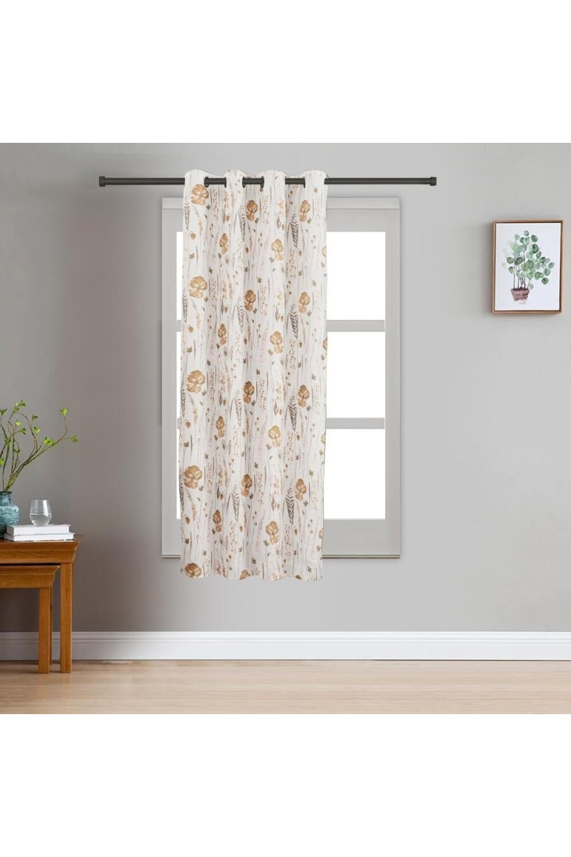 Home Beautiful 5ft. Beige Printed Eyelet Curtains - (M2920)