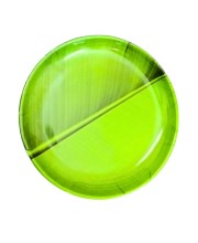 Round Plate | Green Leaf Design Serving Plate for Puja, Prasad & Traditional Dining Festive & Daily Use.