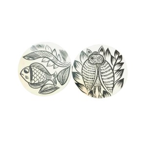 Handcrafted Wooden Coasters Set of 2 | Round Fish & Owl Design Tea and Coffee Table Coasters. (Round) Handcrafted Wooden Coasters Set of 2 | Round Fish & Owl Design Tea and Coffee Table Coasters. (Round)