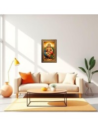 Kubera Digital Golden Balck Color Photo Frame | Hindu Religious Wall Decor | 12x18 Inches - Inspirational Wall Art for Office, Home Decor - Ideal Spiritual Gift (F16725)