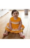 Cotton Baby Girl Frock for 0-9 Months – Soft & Stylish Sleeveless Dress with Lace Design for Newborns & Infants (2, Yellow)