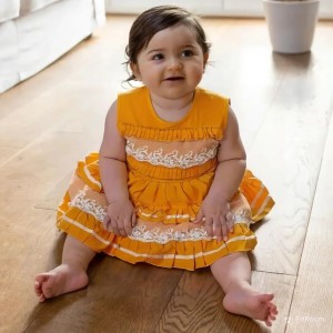 Cotton Baby Girl Frock for 0-9 Months – Soft & Stylish Sleeveless Dress with Lace Design for Newborns & Infants (2, Yellow) Cotton Baby Girl Frock for 0-9 Months – Soft & Stylish Sleeveless Dress with Lace Design for Newborns & Infants (2, Yellow)