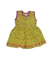Cotton Sleeveless Baby Girl Frock for 0-9 Months – Soft & Comfortable Dress for Newborns & Infants (1, Light Yellow)