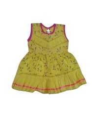 Cotton Sleeveless Baby Girl Frock for 0-9 Months – Soft & Comfortable Dress for Newborns & Infants (1, Light Yellow)