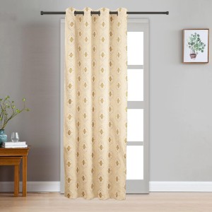 Home Beautiful 7ft. Beige Printed Eyelet Window Curtains - (M2748)