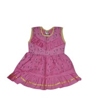Cotton Sleeveless Baby Girl Frock for 0-9 Months – Soft & Comfortable Dress for Newborns & Infants Pink