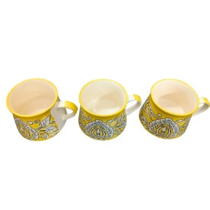 Ceramic Tea Coffee Cups Set of 6 | Yellow Floral Design | Pottery Chai Mugs | Dishwasher & Microwave Safe. (Yellow) Ceramic Tea Coffee Cups Set of 6 | Yellow Floral Design | Pottery Chai Mugs | Dishwasher & Microwave Safe. (Yellow)