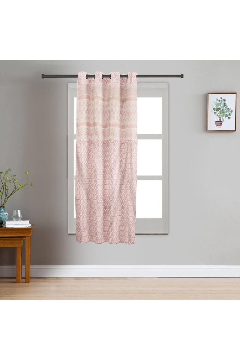 Home Beautiful 5ft. Soft Dusty Pink Jacquard Eyelet Window Curtains - (M2896)