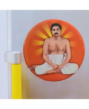 Stainless Steel Round Anukul Thakur Fridge Magnet | Devotional & Decorative Refrigerator Magnet for Home & Office | Pack of 1