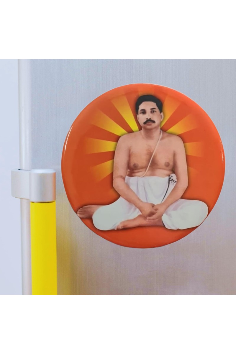 Stainless Steel Round Anukul Thakur Fridge Magnet | Devotional & Decorative Refrigerator Magnet for Home & Office | Pack of 1