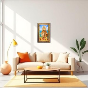 Kubera Digital Golden Balck Color Photo Frame | Hindu Religious Wall Decor | 16x22 Inches - Inspirational Wall Art for Office, Home Decor - Ideal Spiritual Gift (F16913)