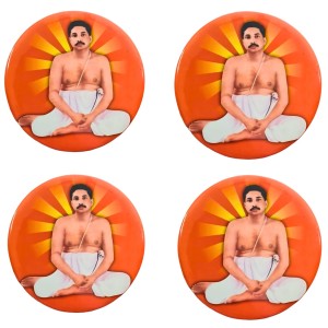 Devotional Saint Guru Round Fridge Magnet Set (4 Pieces) | Religious Refrigerator Magnets for Home, Office & Temple Decor (4)
