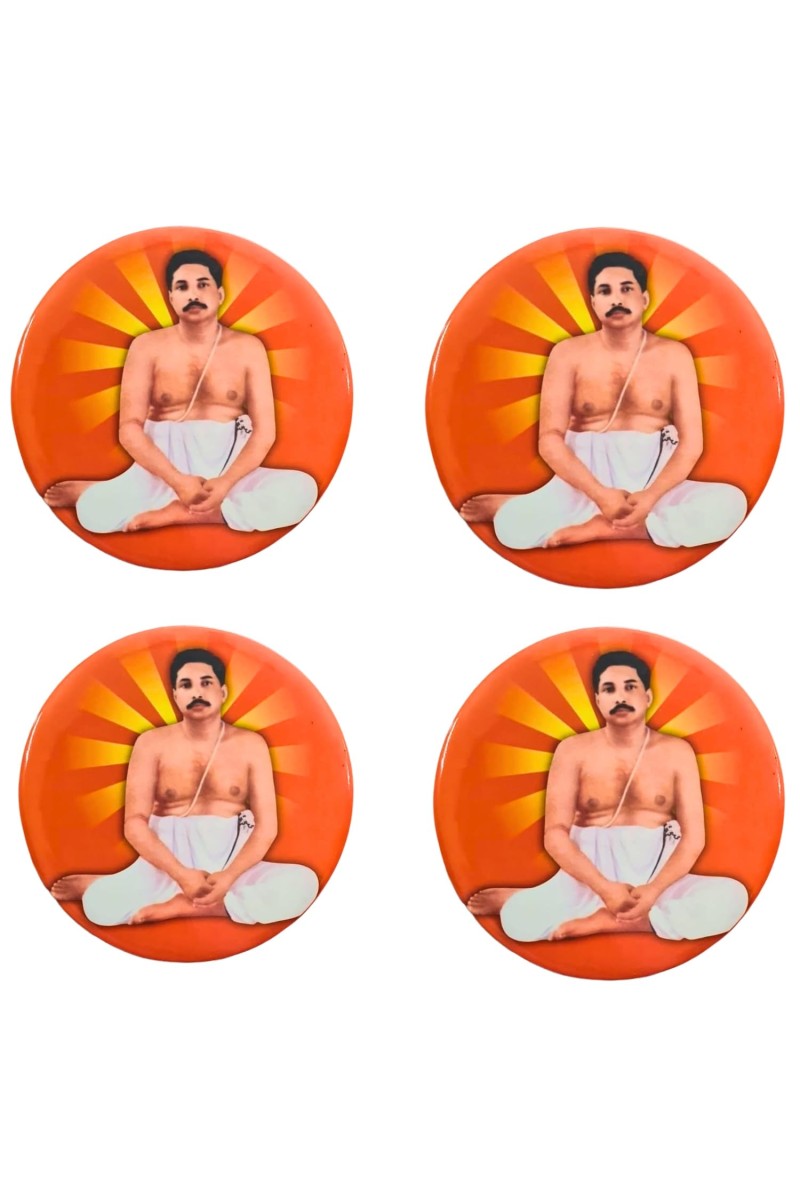 Devotional Saint Guru Round Fridge Magnet Set (4 Pieces) | Religious Refrigerator Magnets for Home, Office & Temple Decor (4)