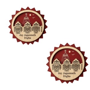 Wooden Lord Jagannath Fridge Magnet | Laser Engraved Religious Souvenir | Traditional Pattachitra Style Decorative Magnet for Home & Office (2)