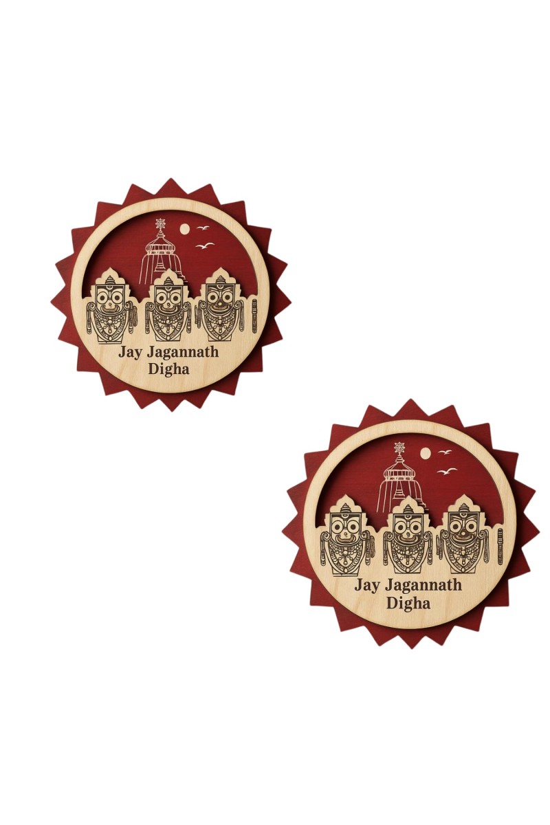 Wooden Lord Jagannath Fridge Magnet | Laser Engraved Religious Souvenir | Traditional Pattachitra Style Decorative Magnet for Home & Office (2)