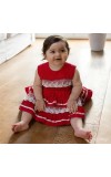 Cotton Baby Girl Frock for 0-9 Months – Soft & Stylish Sleeveless Dress with Lace Design for Newborns & Infants (1, Red)