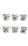 Ceramic Tea & Coffee Cups Set of 6 with Floral Design | White Printed Coffee Mugs for Home, Office & Gifting | Microwave & Dishwasher Safe