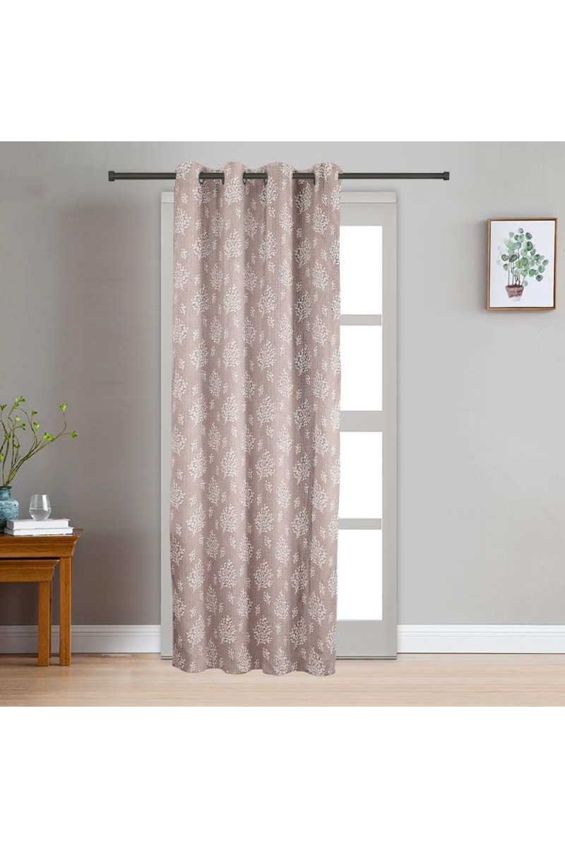 Home Beautiful 7ft. Beige Printed Eyelet Window Curtains - (M2765)