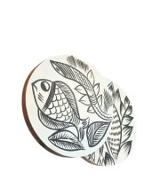 Handcrafted Wooden Coasters Set of 2 | Round Fish & Owl Design Tea and Coffee Table Coasters. (Round)