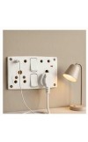 4 Universal Socket with 2 Switch Wall Plate, Multi Plug Electrical Outlet Board, Heavy Duty ABS, Home & Office Power Extension Wall Socket