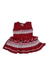 Cotton Baby Girl Frock for 0-9 Months – Soft & Stylish Sleeveless Dress with Lace Design for Newborns & Infants (1, Red)
