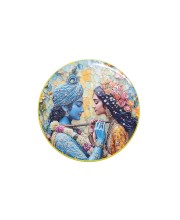 Stainless Steel Round Radha Krishna Fridge Magnet | Devotional & Decorative Magnet for Refrigerator | Pack of 1