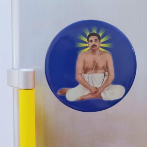 Stainless Steel Round Anukul Chandra Thakur Fridge Magnet | Devotional & Decorative Refrigerator Magnet for Home & Office | Pack of 1