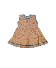 Cotton Sleeveless Baby Girl Frock for 0-9 Months – Soft & Comfortable Dress for Newborns & Infants (1, Peach)