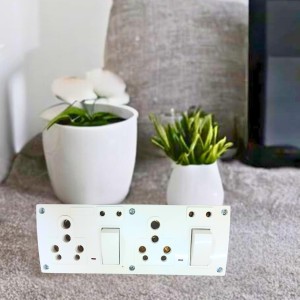 4 Universal Socket with 2 Switch Wall Plate, Multi Plug Electrical Outlet Board, Heavy Duty ABS, Home & Office Power Extension Wall Socket 4 Universal Socket with 2 Switch Wall Plate, Multi Plug Electrical Outlet Board, Heavy Duty ABS, Home & Office Power Extension Wall Socket