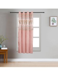 Home Beautiful 5ft. Soft Dusty Rose Pink Jacquard Eyelet Curtains - (M2937)