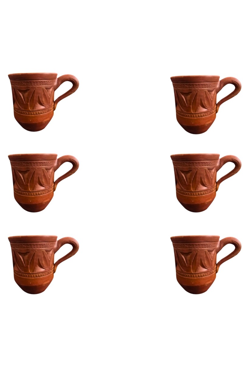 Handcrafted Terracotta Clay Mug with Handle – Eco-Friendly Traditional Kulhad Style Cup for Tea & Coffee (300 ml Approx) (6)