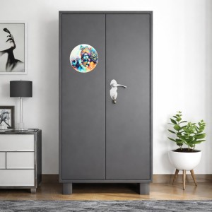 Stainless Steel Round Krishna Fridge Magnet | Decorative Spiritual Refrigerator Magnet for Home & Office | Pack of 4 (4)
